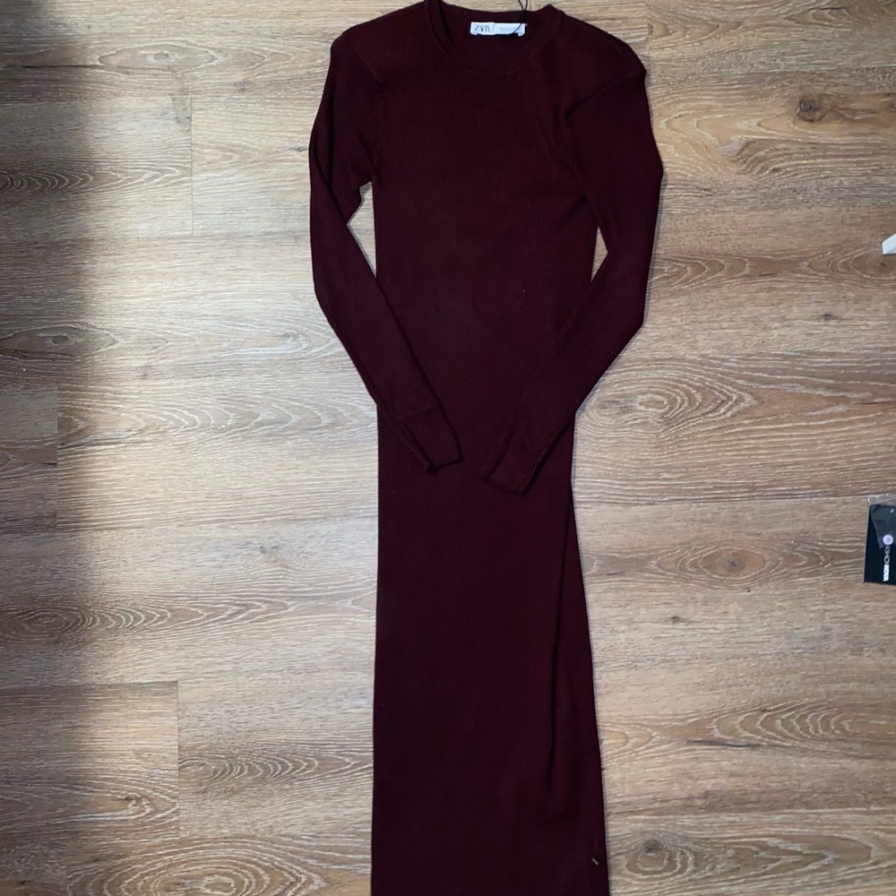 NWT ZARA BURGUNDY WINTER DRESS